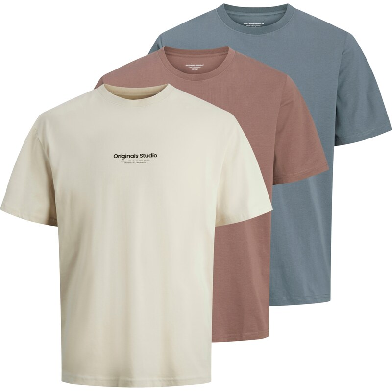 JACK & JONES Tričko JORVESTERBRO zafírová / hnedá / čierna / šedobiela 61984401