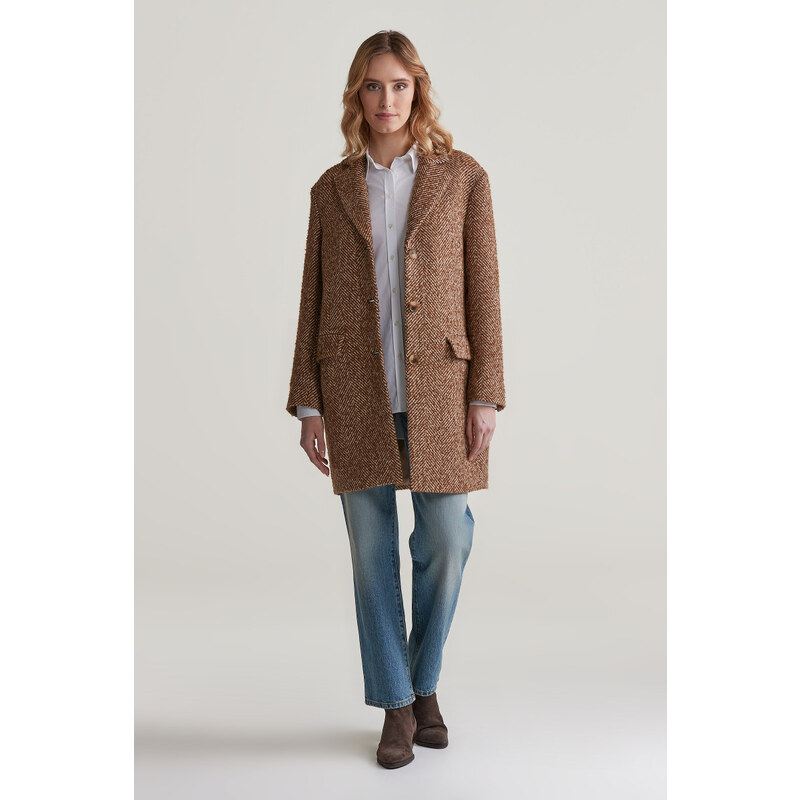KABÁT GANT HERITAGE HERRINGBONE COAT CACAO 62976276