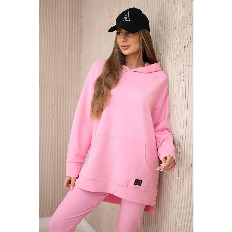 MladaModa Tepláková súprava s mikinou s kapucňou model 9402 jasná 46491126