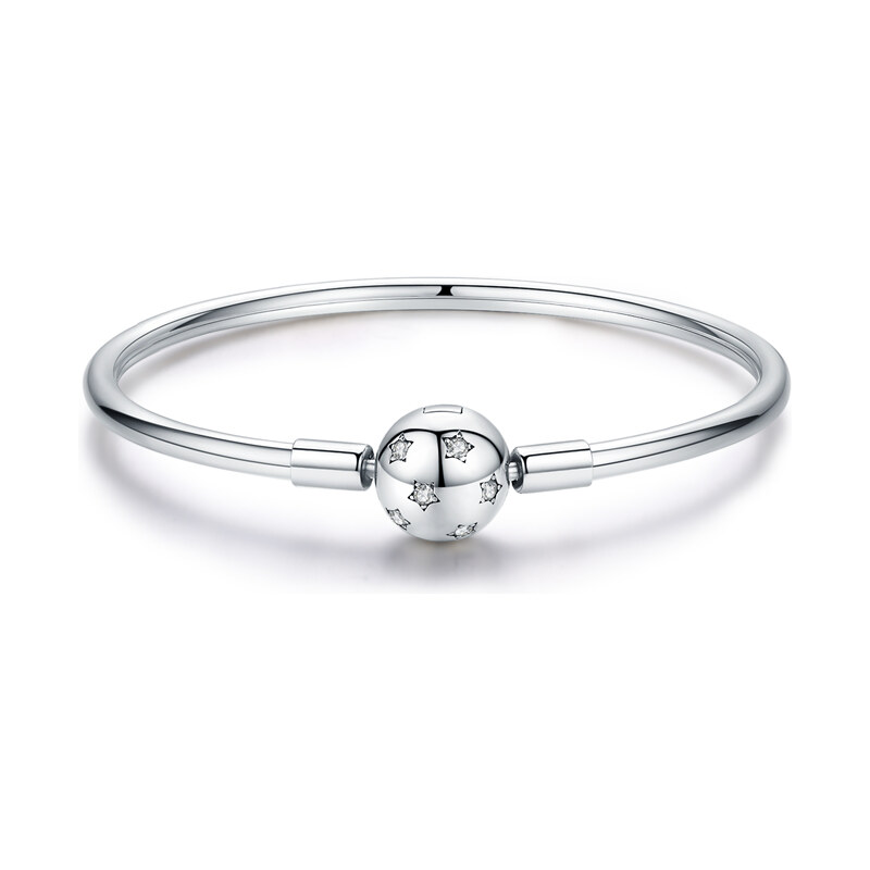 Ligot Strieborný náramok gulička s hviezdami 60491133