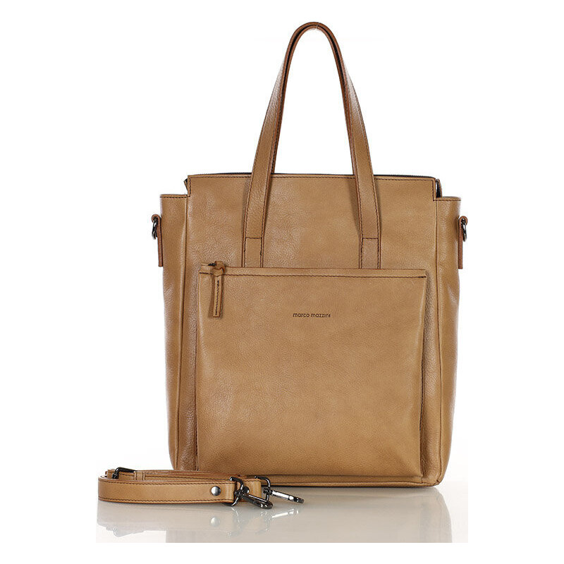 MARCO MAZZINI béžová kožená shopper taška (R305c) 52672589