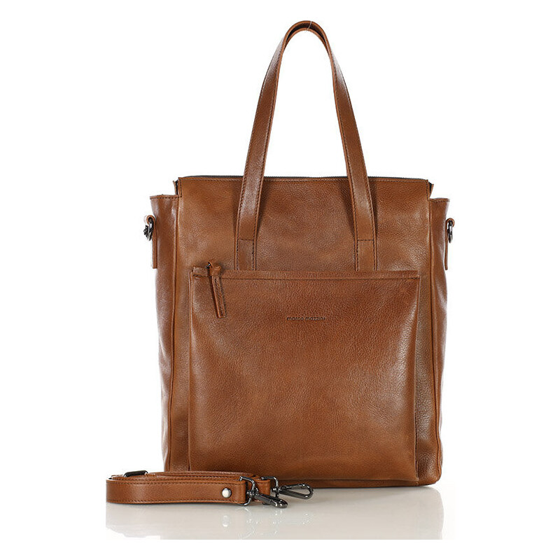 MARCO MAZZINI hnedá kožená shopper taška (R305b) 52672591