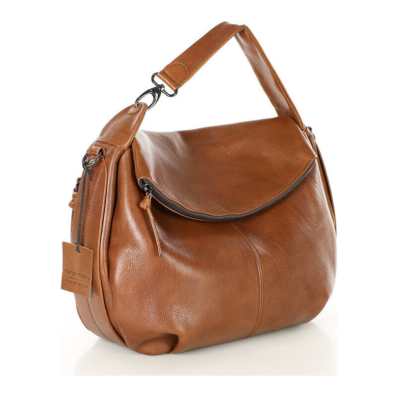 MARCO MAZZINI tmavohnedá stredne veľká kožená kabelka (R76b) 52672603