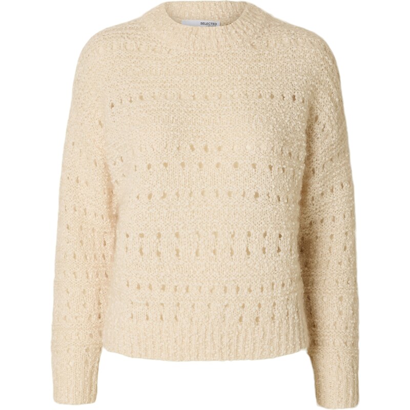 SELECTED Sveter SLFALFI LS krémová 61945397