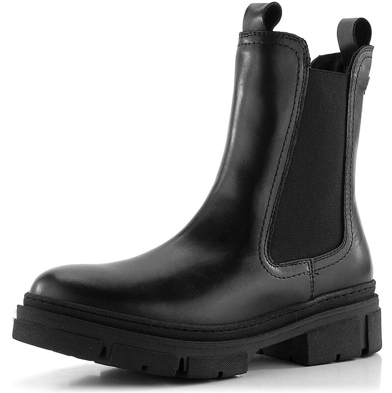 Tamaris chelsea členková obuv na hrubej podošve Black Leather 1-25901 61761932