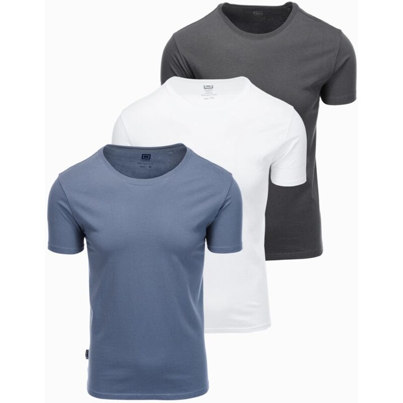 Ombre Clothing Trojbalenie bavlnených tričiek v mix farbách V8 TSBS 61774865