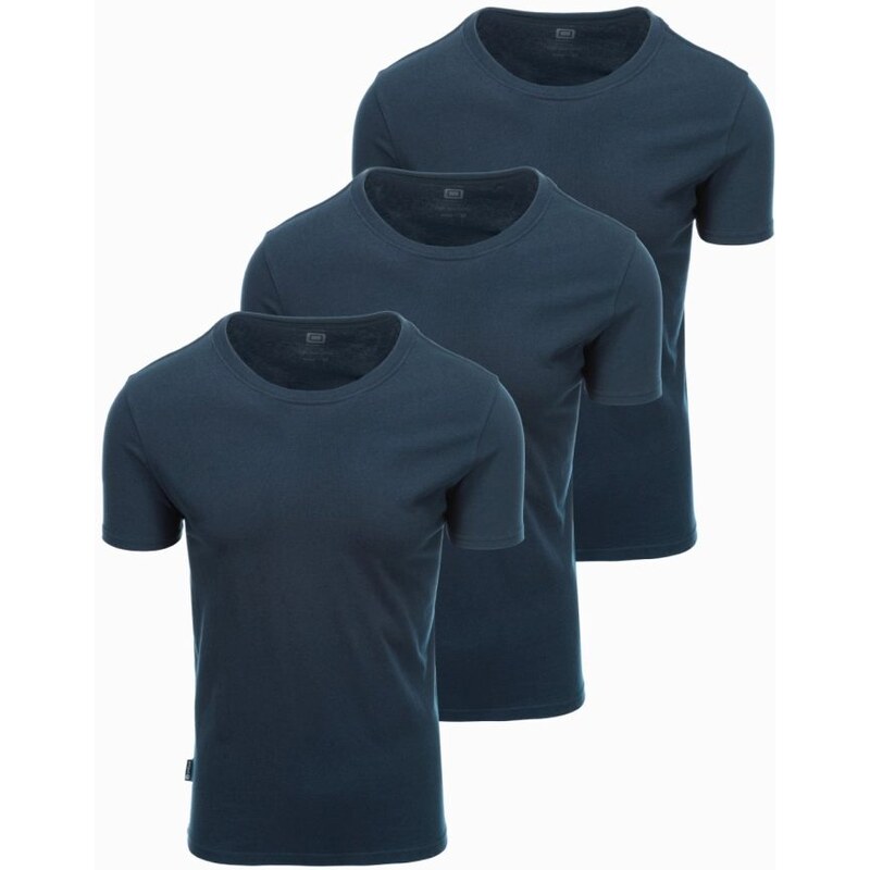 Ombre Clothing Trojbalenie tmavo modrých bavlnených tričiek V10 TSBS 61774867