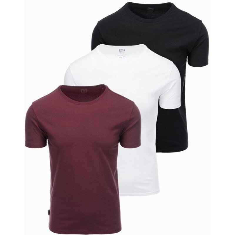 Ombre Clothing Trojbalenie bavlnených tričiek v mix farbách V6 TSBS 61778734