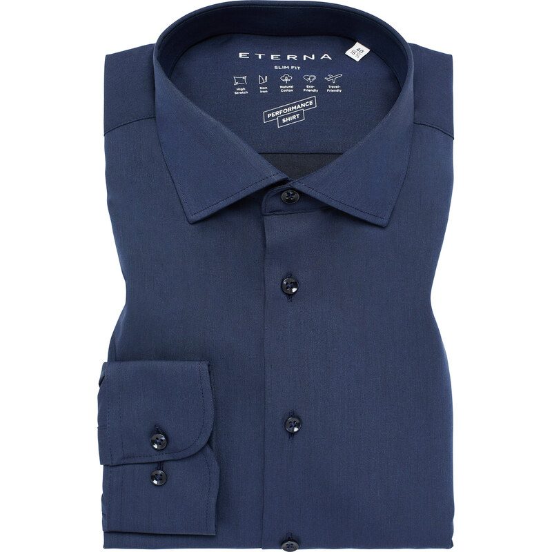 Strečová modrá košeľa ETERNA Slim Fit s nežehlivou úpravou 61898871