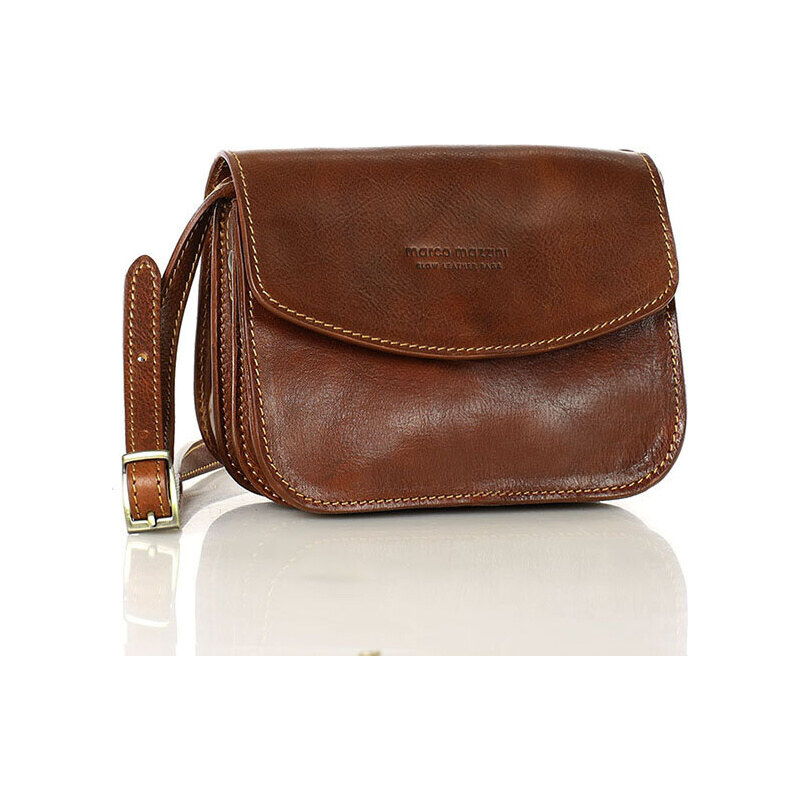 MARCO MAZZINI tmavohnedá kožená taška cez rameno (L248b) 49253936