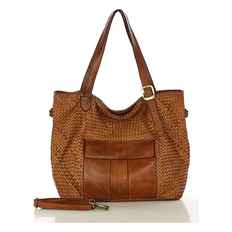 MARCO MAZZINI Velká camel tkaná kabelka (v250b) 61532450