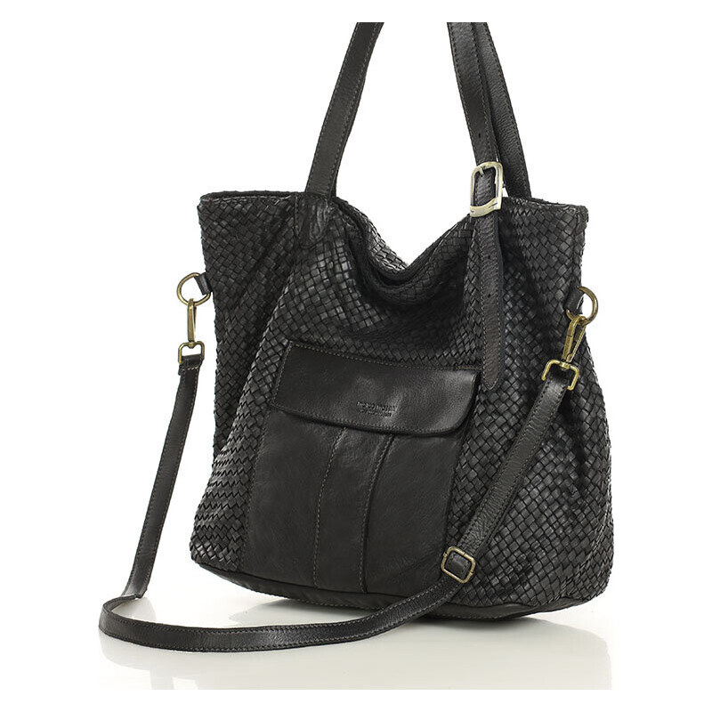 MARCO MAZZINI Veľká čierna tkaná kabelka (v250a) 61532452