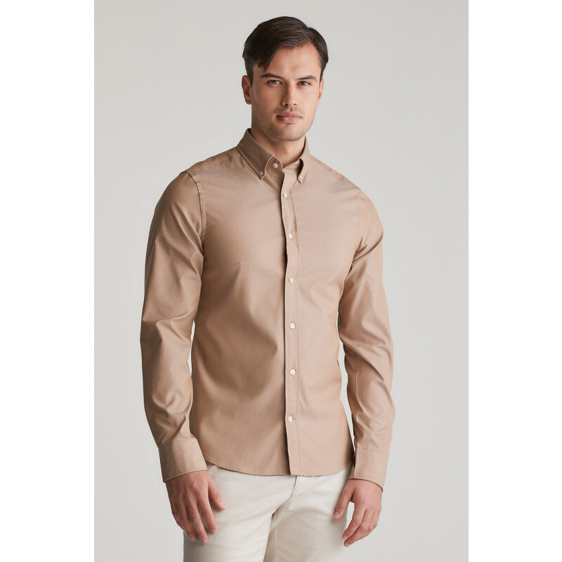 KOŠEĽA GANT SLIM PINPOINT OXFORD SHIRT WARM KHAKI 57940457