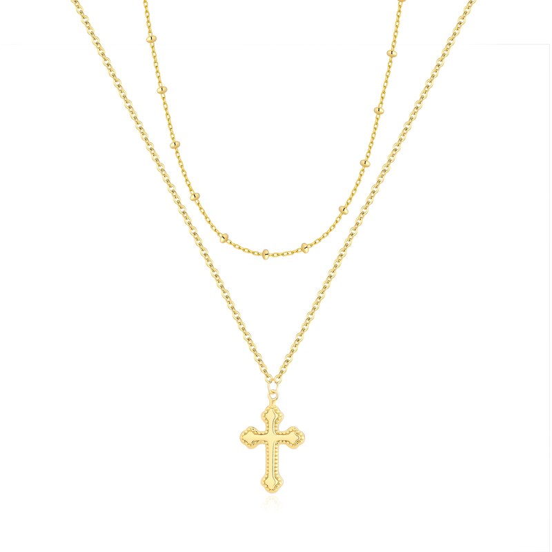 Olivie Dva stříbrné náhrdelníky KŘÍŽEK GOLD 9338 64818287