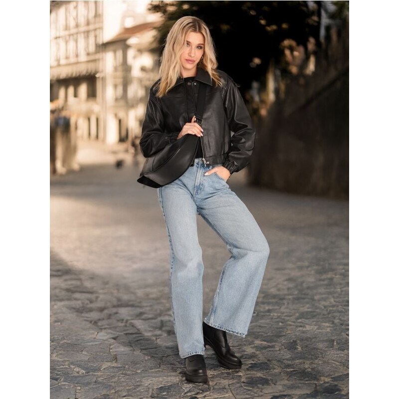 Sinsay - Bomberka z umelej kože - čierna 65753722