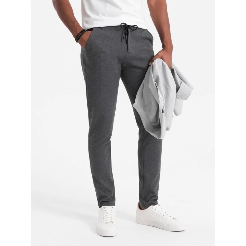 Ombre Clothing Trendy grafitové nohavice s pružným pásom V2 PACP-0116 61803547
