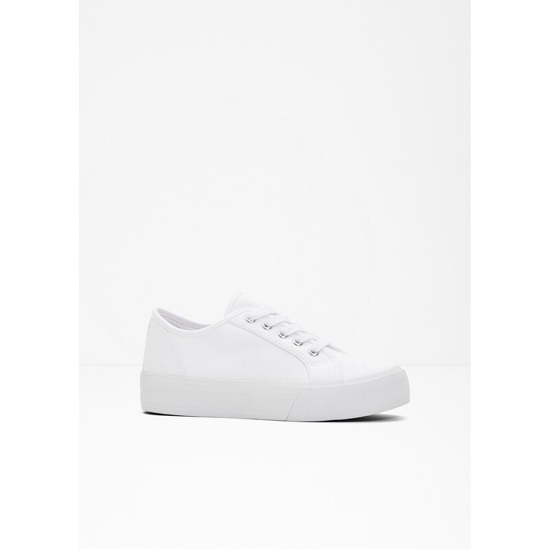 bonprix Tenisky na platforme, z bavlneného plátna, farba biela 44799215