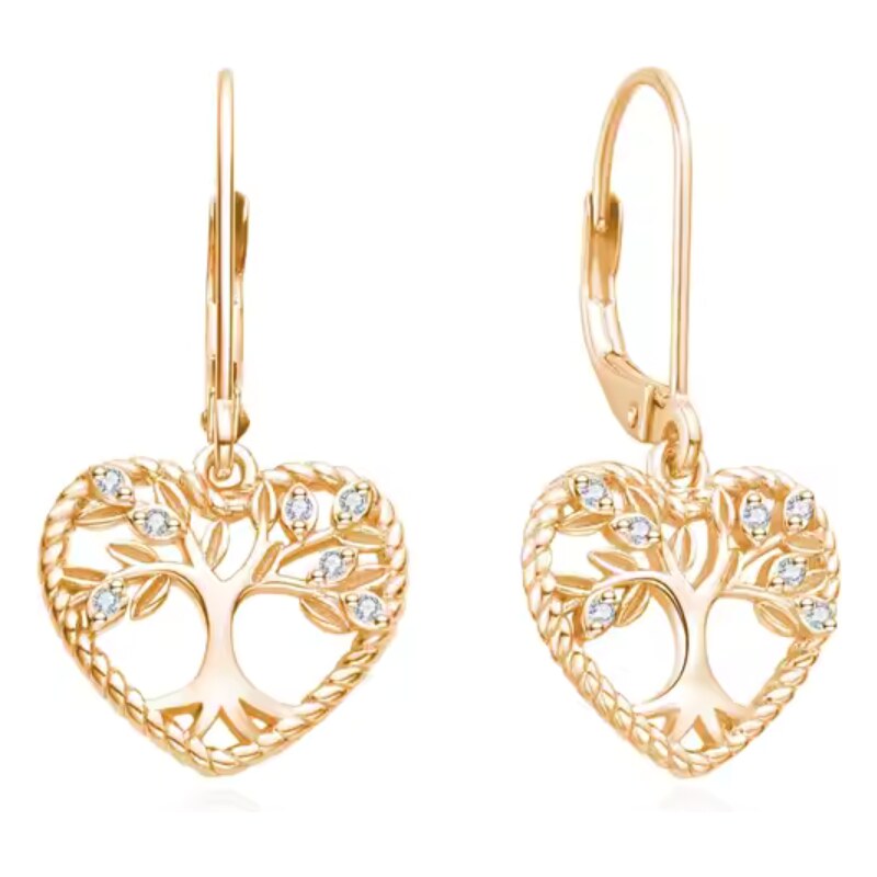 Olivie Stříbrné náušnice STROM ŽIVOTA V SRDCI ROSE GOLD 9342 65048772