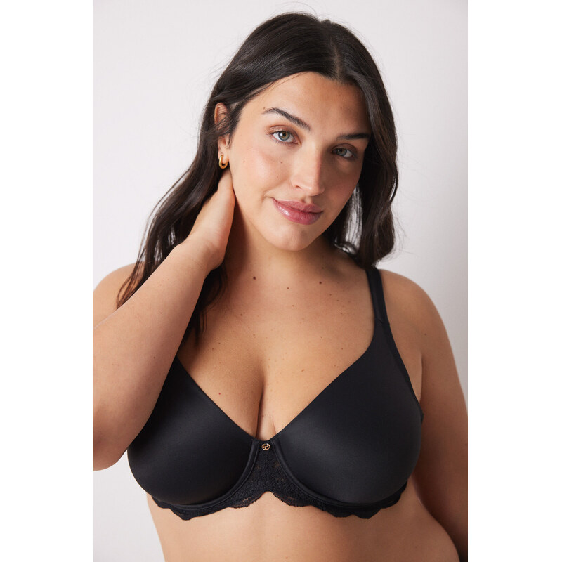 womensecret REAL čierna podprsenka z mikrovlákna a čipky 61804264