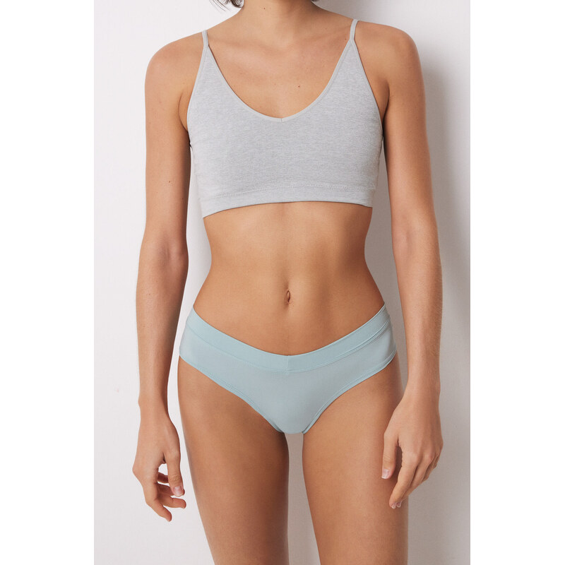 womensecret Široké zelené brazílske nohavičky z mikrovlákna 61804357