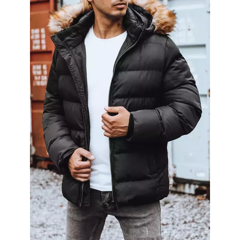 Čierna pánska dlhá prešívaná zimná bunda Dstreet 50677952