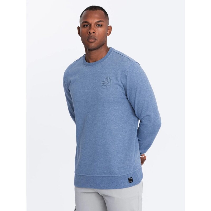 Ombre Clothing Pánska denim mikina s logom V4 SSNZ-0163 61815572