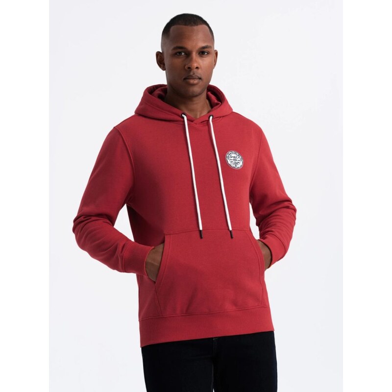 Ombre Clothing Pánska červená mikina s logom a s kapucňou V1 SSNZ-0144 61815571