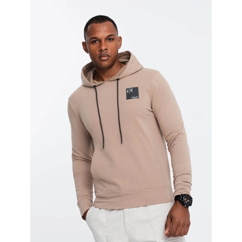 Ombre Clothing Pánska hnedá mikina s logom a s kapucňou V3 SSNZ-0162 61815577