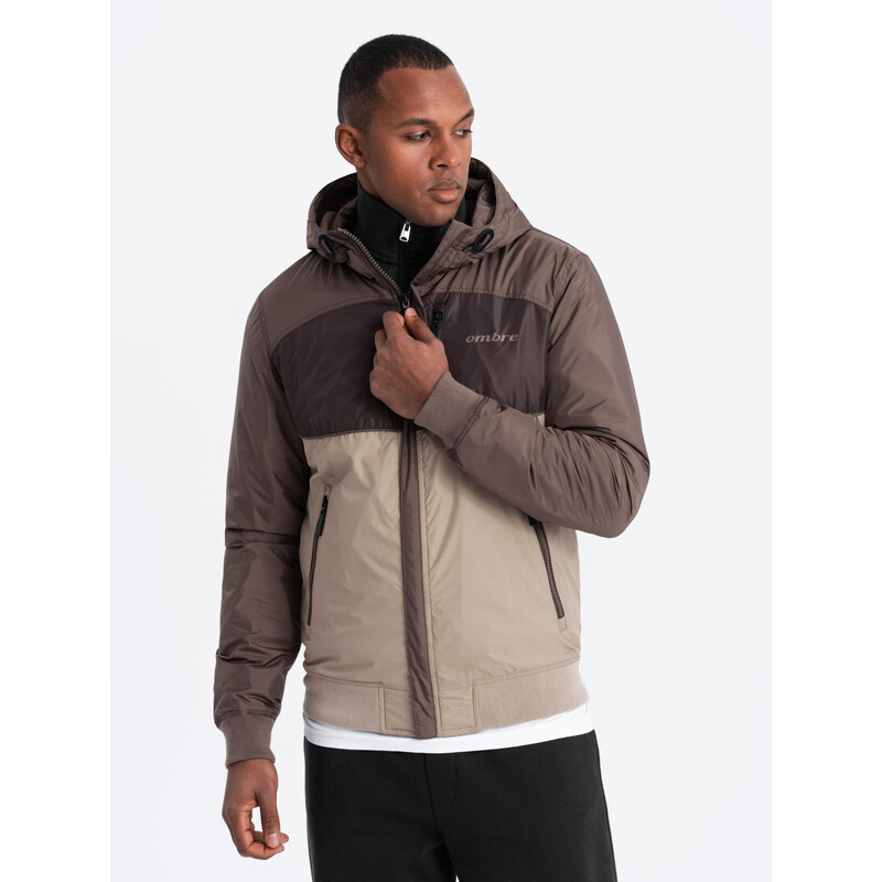 Ombre Lightweight colorful mens sports jacket with fleece - beige and 64788542