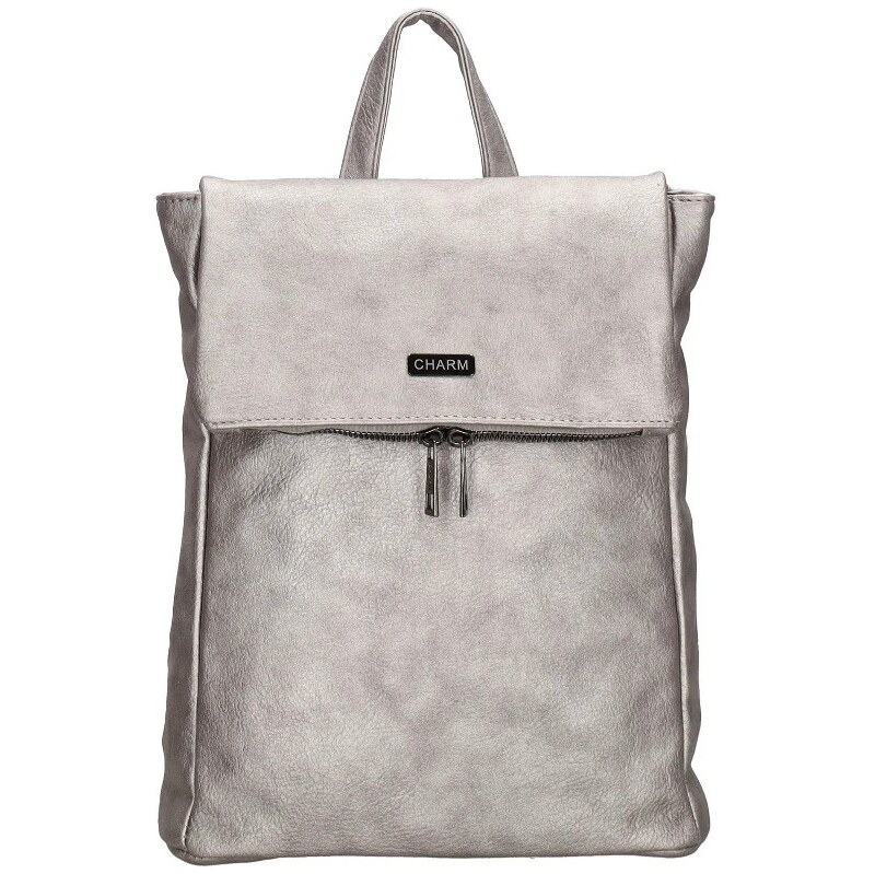 Charm London Strieborný elegantný kožený batoh Noire 61817037