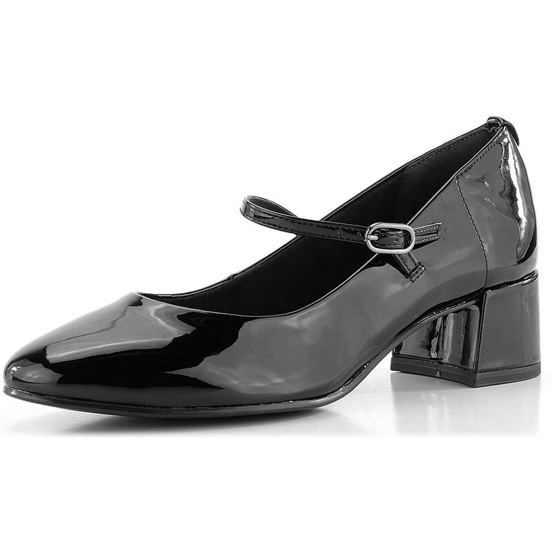 Tamaris lodičky so širokým podpätkom a priehlavkovým pásikom čierne 1 62752170