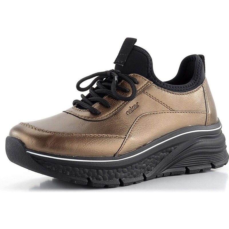 Rieker metalické poltopánky s pružným lemom bronze/schwarz 48050-90 62752320