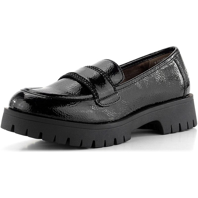 TT.BAGATT Bagatt lakované mokasíny čierne s kamienkami D35-AMF61-5764 62752329