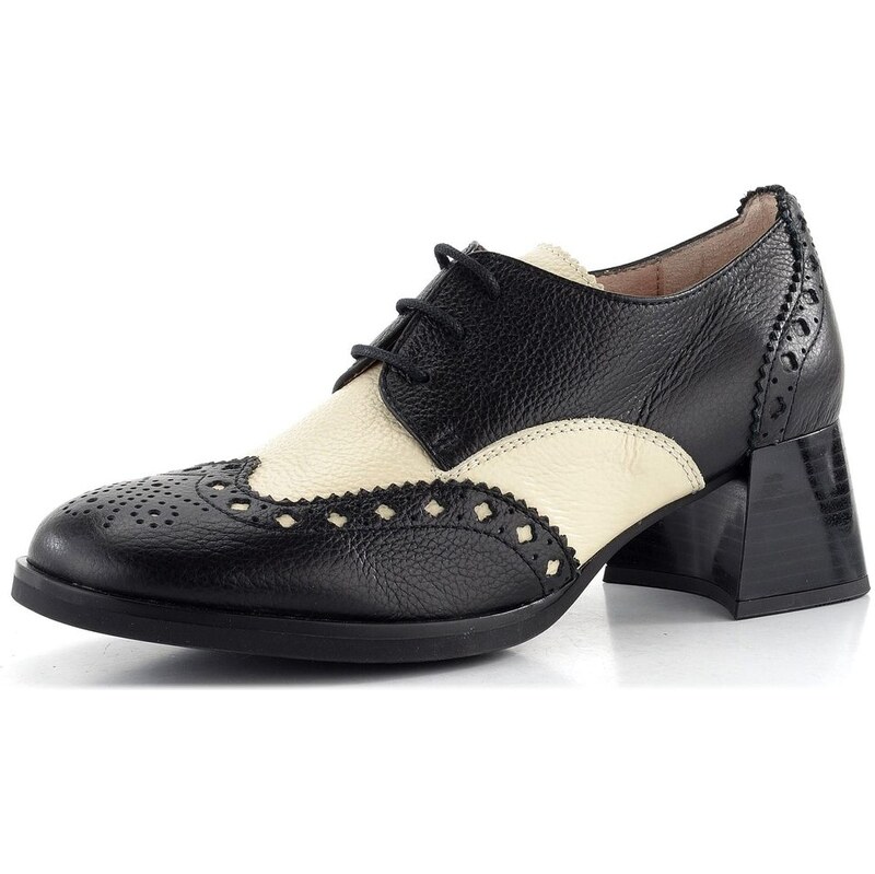 Hispanitas šnurovacie poltopánky na podpätku black/milk CHI243579 62752231