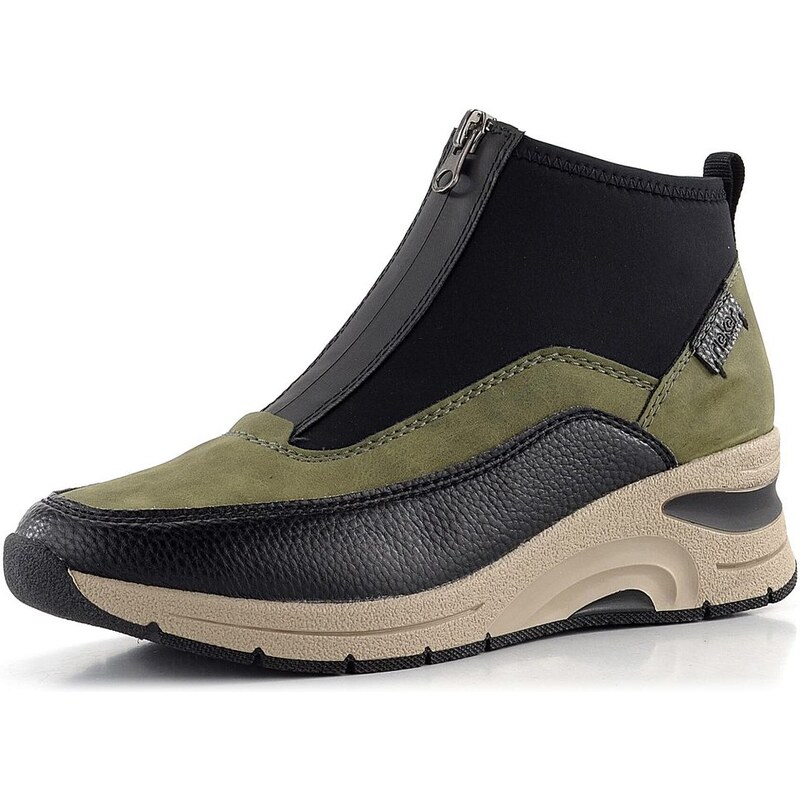 Rieker sportovnější kotník na klínu zeleno-černý N9362-54 62752003