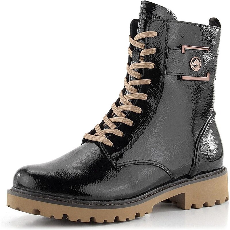 Remonte členková obuv šnurovacia lakovaná čierna D8663-00 62752053