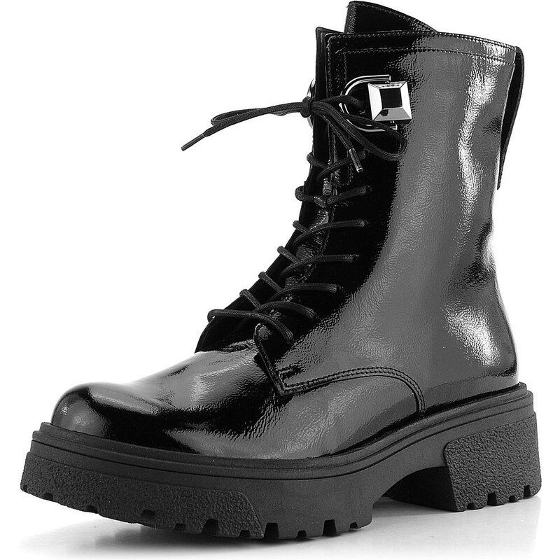 Gabor lakovaný černý kotník na vysoké hrubé podešvi 51.761.97 62752062