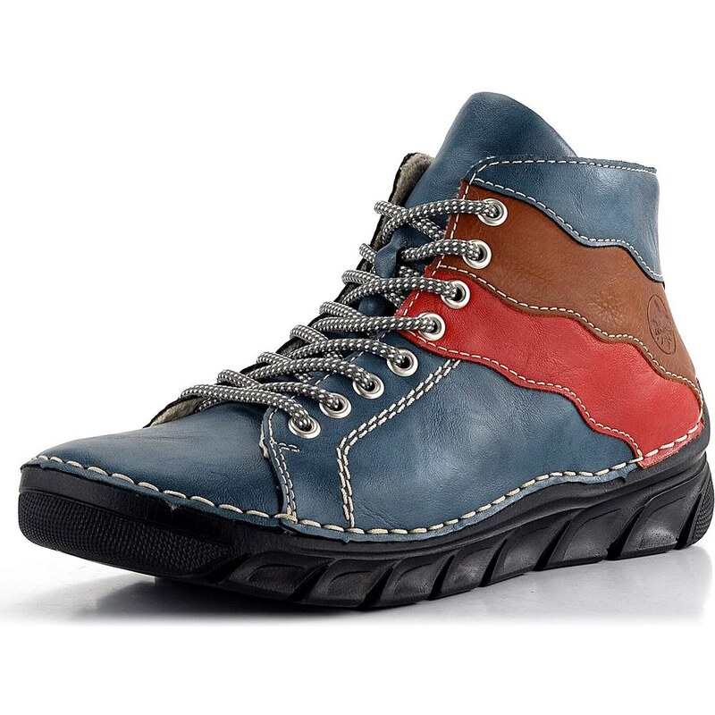 Rieker šněrovací kotník barevný royal/flamme/cayenne 55004-14 62752060