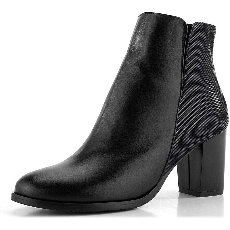 Barton kotník na podpatku černý s lesklou patní částí 24-2531 62752254