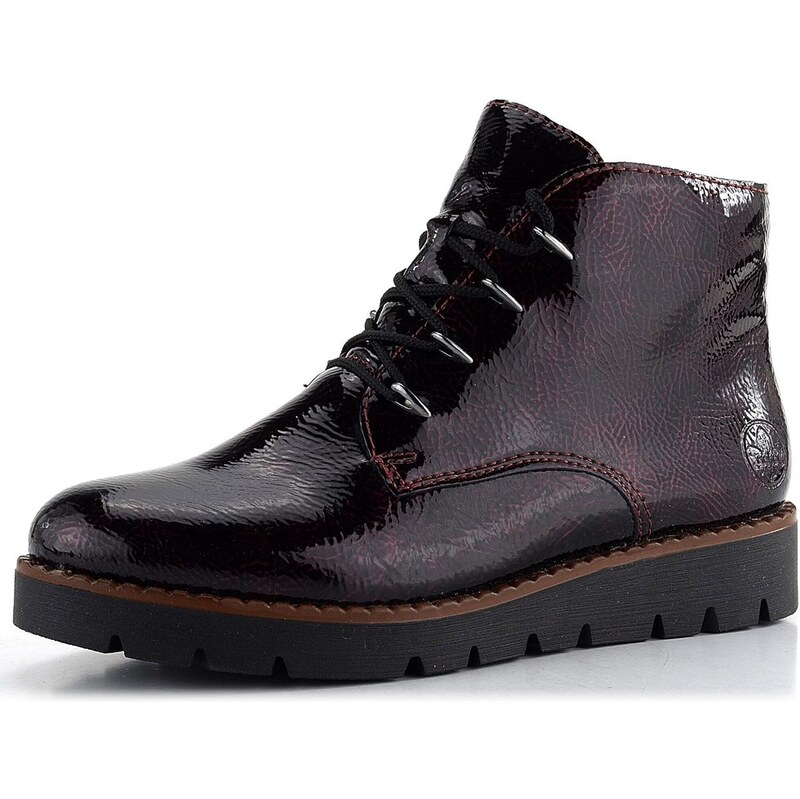 Rieker lakovaný kotník na platformě vínový 44902-35 62752268