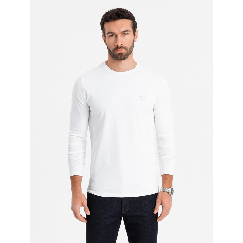 Ombre Mens SLIM FIT longsleeve with elastane and print - white 64788547