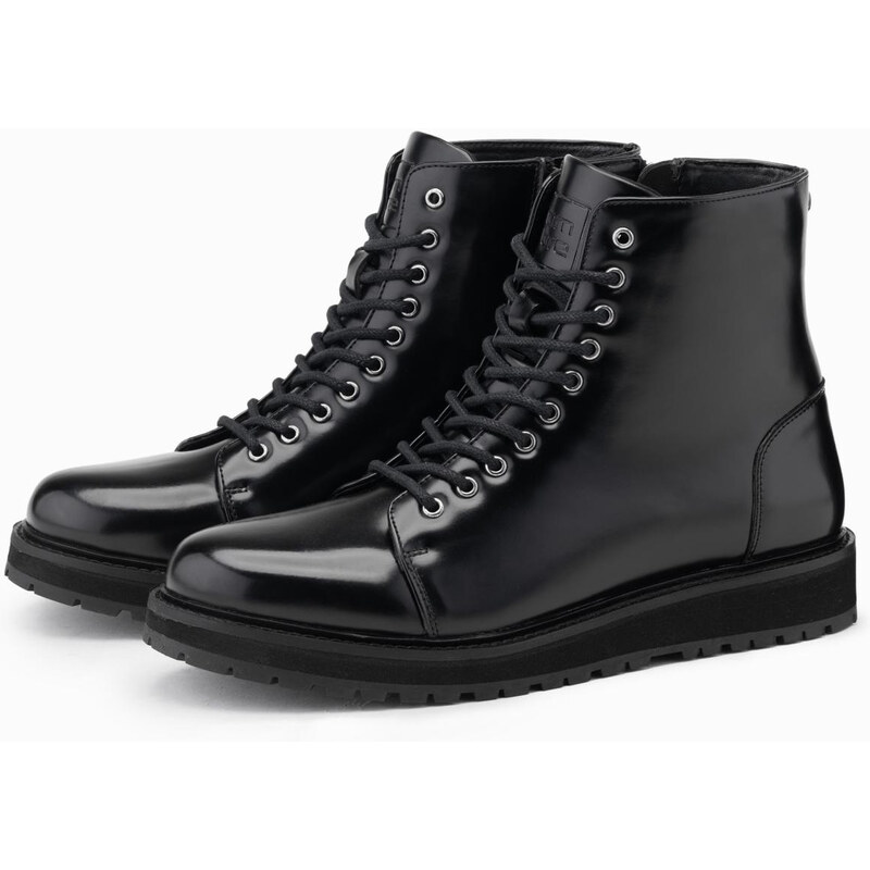 Ombre Mens high top shoes in shiny eco leather - black 64788551