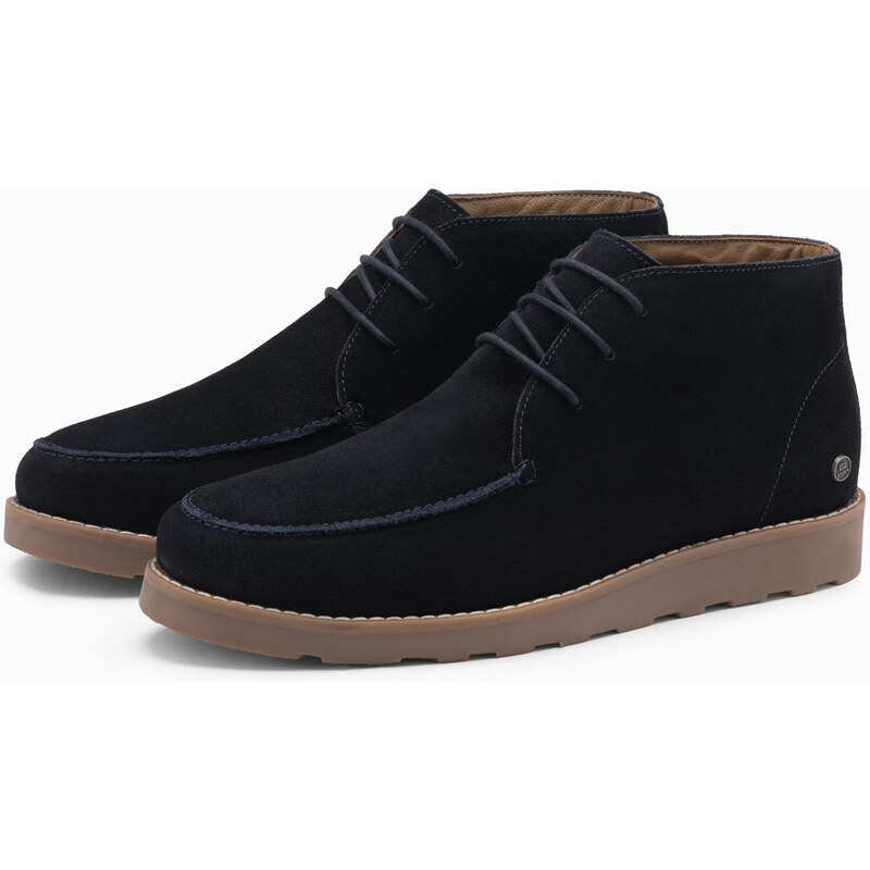 Ombre Mens suede ankle boots with thick sole - navy blue 64788553