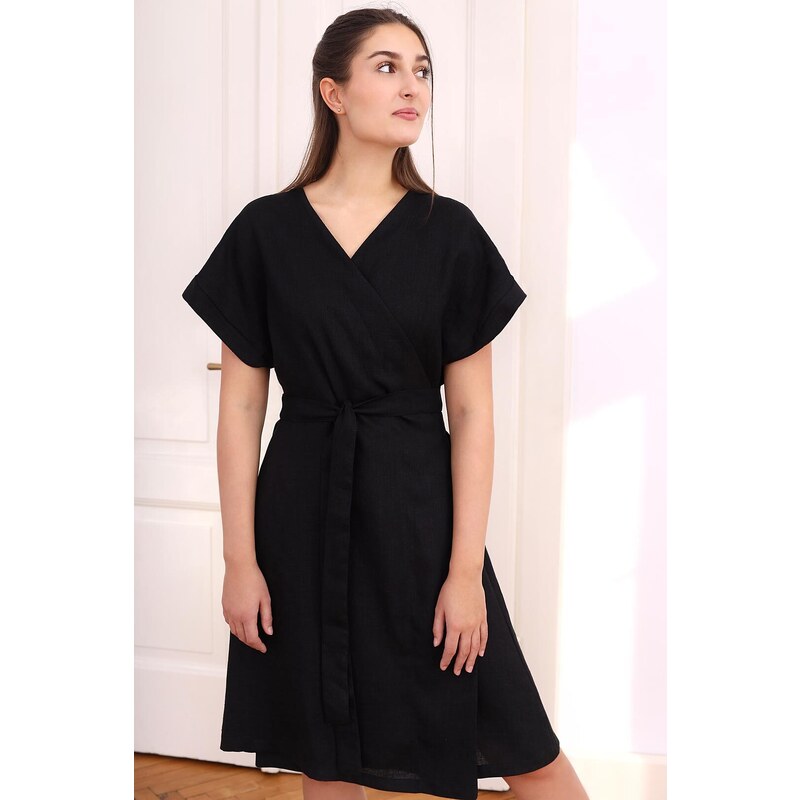 Lotika Krátke autorské šaty zo 100% lanu 65185772