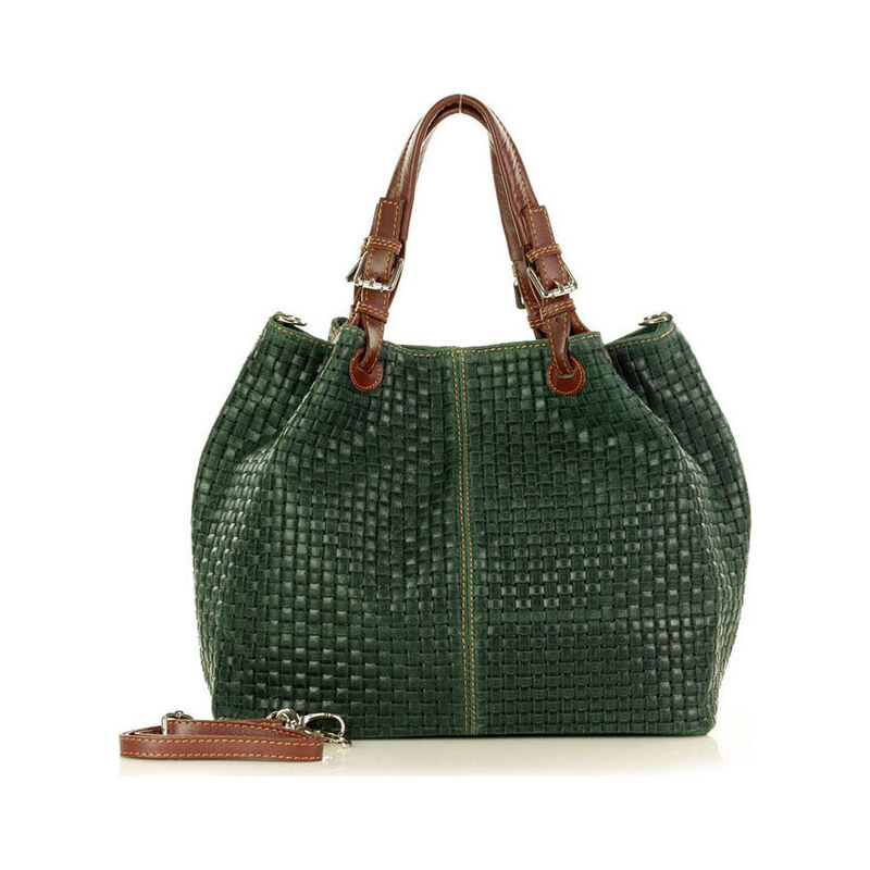 Genuine Leather MAZZINI Zelená kabelka Carina Treccia s147s 14753237