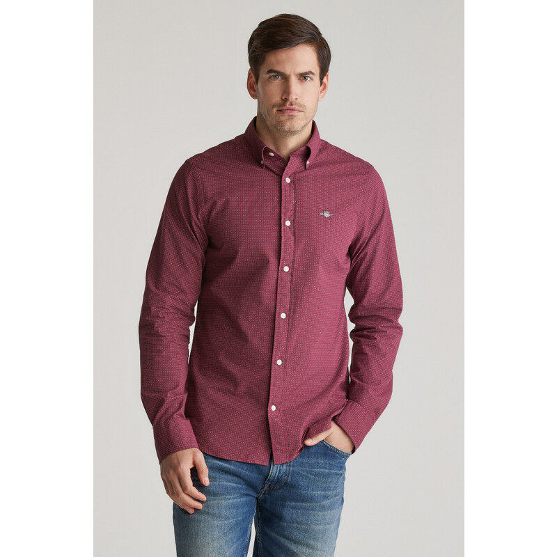 KOŠEĽA GANT SLIM MICRO PRINT SHIRT WINE RED 57940458