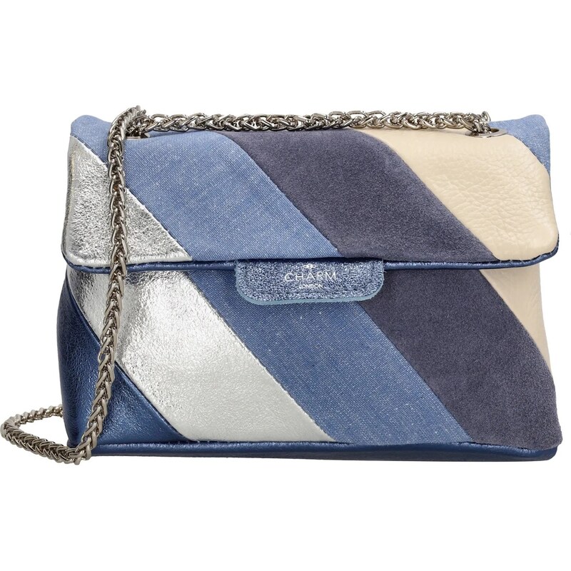 Charm London Modrá luxusná kožená crossbody kabelka „Trinity“ 61830156