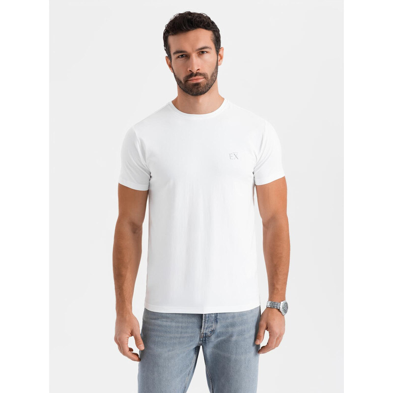 Ombre Mens SLIM FIT t-shirt with elastane and print - white 64788557