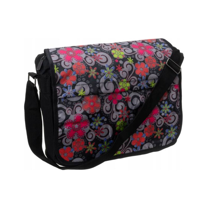 Loren Veľká crossbody taška - čierno-červený kvetinový vzor Loren [DH] 44453182