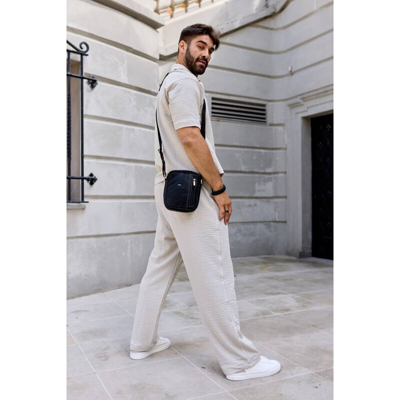 Peterson Čierna kožená messenger taška [DH] PTN TB-8023-COM 45531896